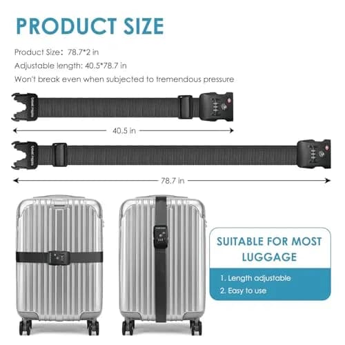 Travel Inspira Luggage Straps for Suitcases with TSA Lock | Heavy Duty, TSA Approved, Adjustable (7.72 × 3.78 × 2.40 inches) thumbnail 9