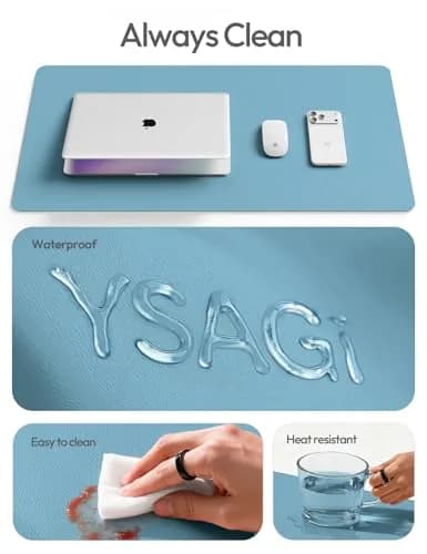 YSAGi PU Leather Desk Protector 80cm x 40cm (31.5" x 15.8") | Waterproof Writing Pad for Office and Home thumbnail 7