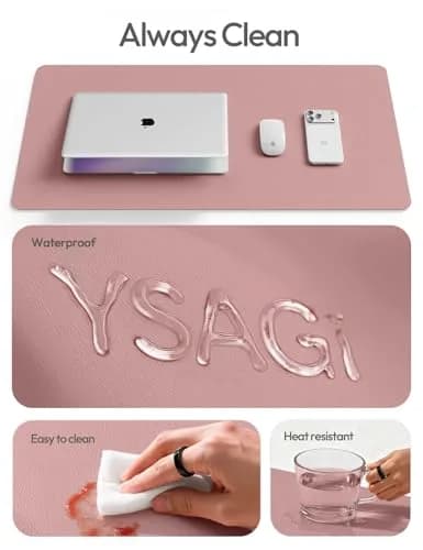 YSAGi Leather Desk Protector Mat 89.9 cm x 43.2 cm (35.4" x 17") | Protects Desks, Doubles as Large Mouse Pad thumbnail 7