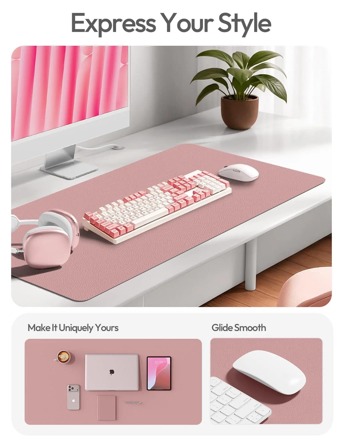 YSAGi Leather Desk Protector Mat 89.9 cm x 43.2 cm (35.4" x 17") | Protects Desks, Doubles as Large Mouse Pad - view 2