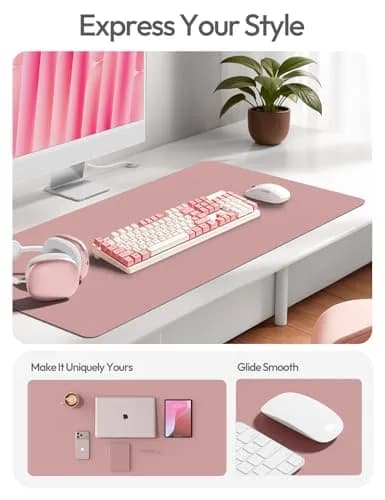 YSAGi Leather Desk Protector Mat 89.9 cm x 43.2 cm (35.4" x 17") | Protects Desks, Doubles as Large Mouse Pad thumbnail 2