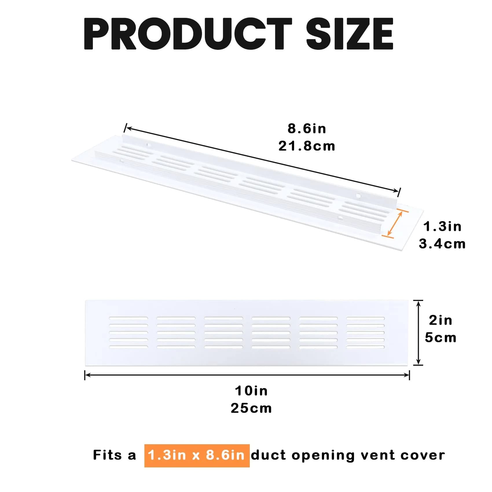 Geesatis White Air Vent Covers - 10 x 2 Inch | Rust-Proof Aluminum Alloy for Cabinets & Closets - view 2