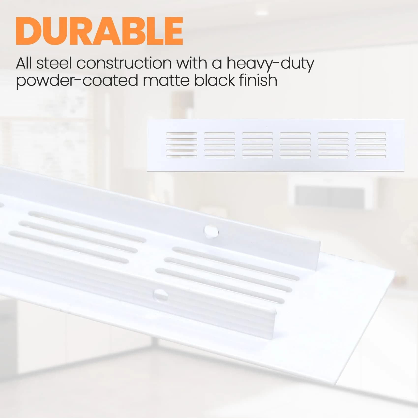 Geesatis White Air Vent Covers - 10 x 2 Inch | Rust-Proof Aluminum Alloy for Cabinets & Closets - view 4
