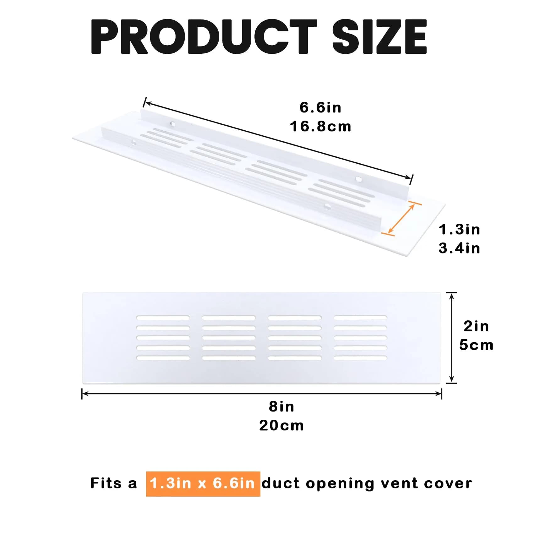 Geesatis White Air Vent Cover 8 x 2 Inch | Rust-Proof Aluminum Alloy for Cabinets & Closets - view 2
