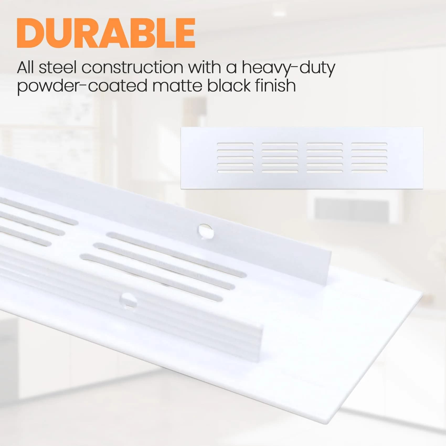Geesatis White Air Vent Cover 8 x 2 Inch | Rust-Proof Aluminum Alloy for Cabinets & Closets - view 3