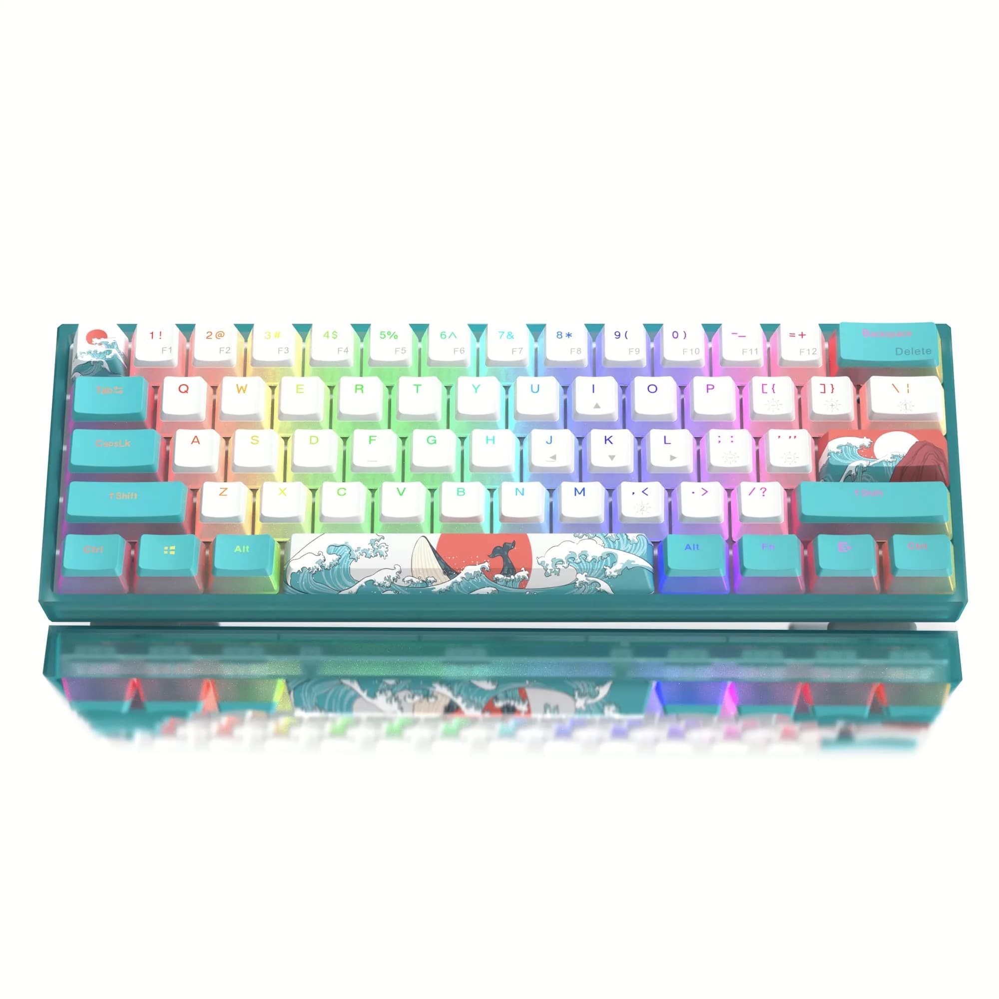 Womier WK61 V2 Mechanical RGB Wired Gaming Keyboard 61 Keys Hot-Swappable Linear Red Switch | Compatible with PC/MAC — WK61 V2-Blue