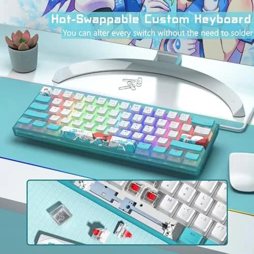 Womier WK61 V2 Mechanical RGB Wired Gaming Keyboard 61 Keys Hot-Swappable Linear Red Switch | Compatible with PC/MAC thumbnail 4
