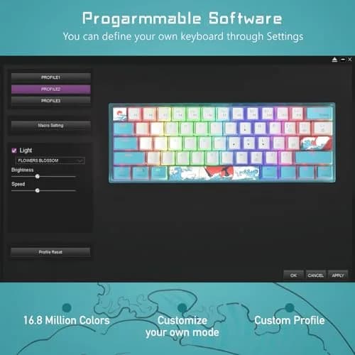 Womier WK61 V2 Mechanical RGB Wired Gaming Keyboard 61 Keys Hot-Swappable Linear Red Switch | Compatible with PC/MAC thumbnail 6