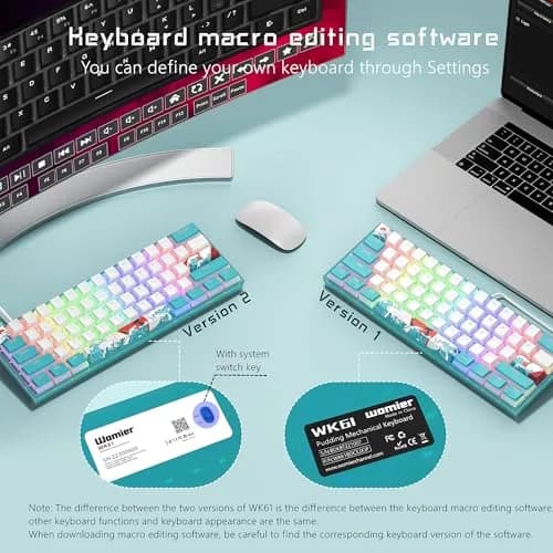 Womier WK61 V2 Mechanical RGB Wired Gaming Keyboard 61 Keys Hot-Swappable Linear Red Switch | Compatible with PC/MAC thumbnail 8