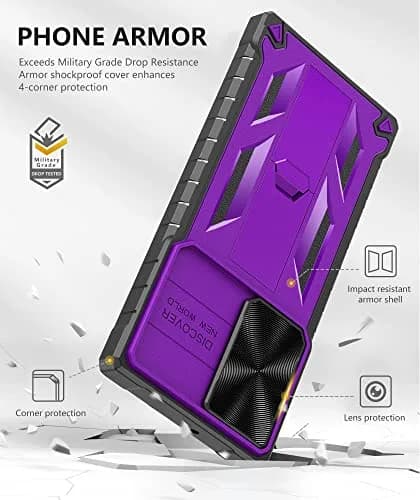 SOiOS Samsung Galaxy S23 Ultra Case with Kickstand & Slider Purple | Military Grade Heavy Duty Protection thumbnail 6