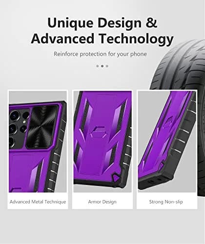SOiOS Samsung Galaxy S23 Ultra Case with Kickstand & Slider Purple | Military Grade Heavy Duty Protection thumbnail 7