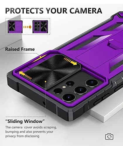 SOiOS Samsung Galaxy S23 Ultra Case with Kickstand & Slider Purple | Military Grade Heavy Duty Protection thumbnail 3