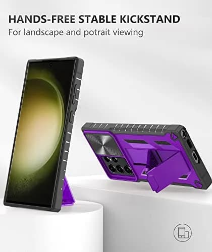 SOiOS Samsung Galaxy S23 Ultra Case with Kickstand & Slider Purple | Military Grade Heavy Duty Protection thumbnail 4