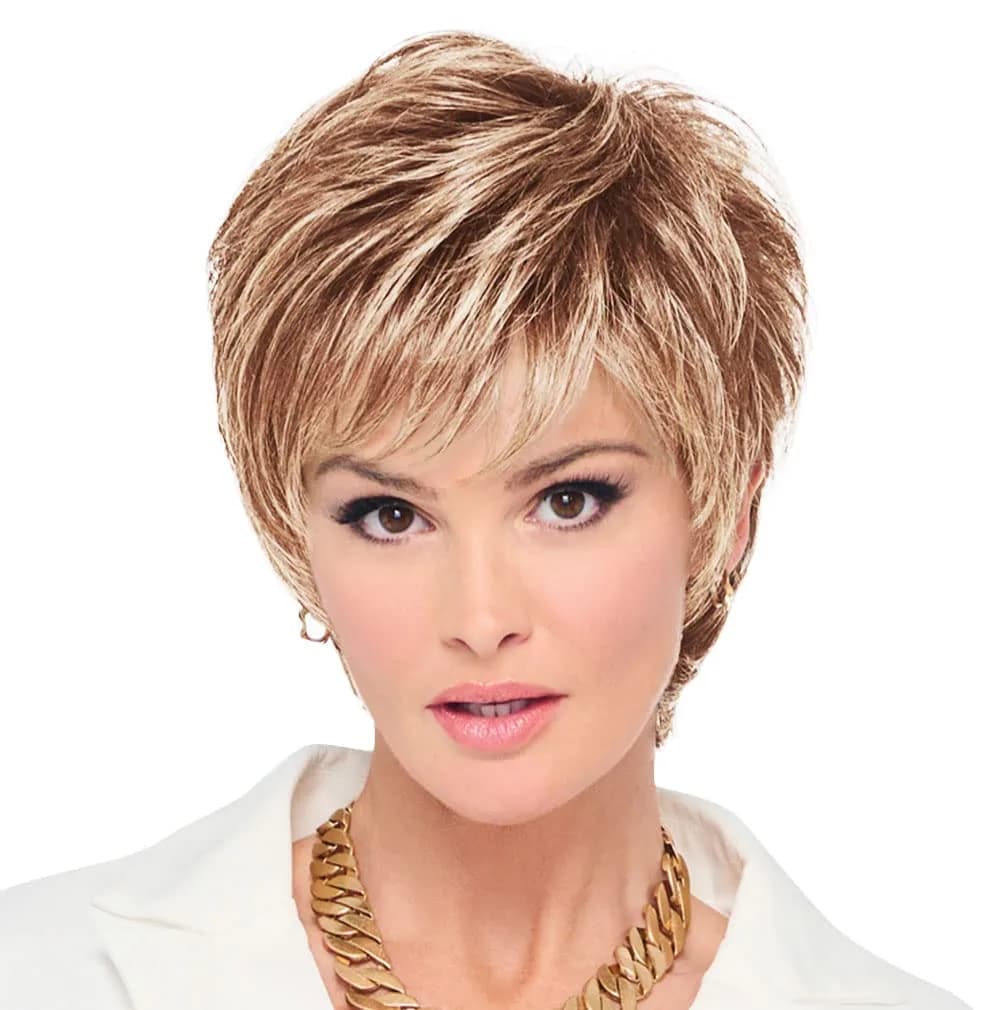 Hair u wear Raquel Welch Fierce And Focused Hand Tied Short Bob Wig, Average Cap, RL16/88 Pale Golden Honey | Chic, Heat-Friendly Synthetic — RL16/88 Pale Golden Honey