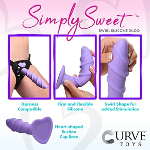 CURVE TOYS Simply Sweet Swirl Silicone Dildo 17.78cm (7in) | Ribbed for Enhanced Pleasure thumbnail 2