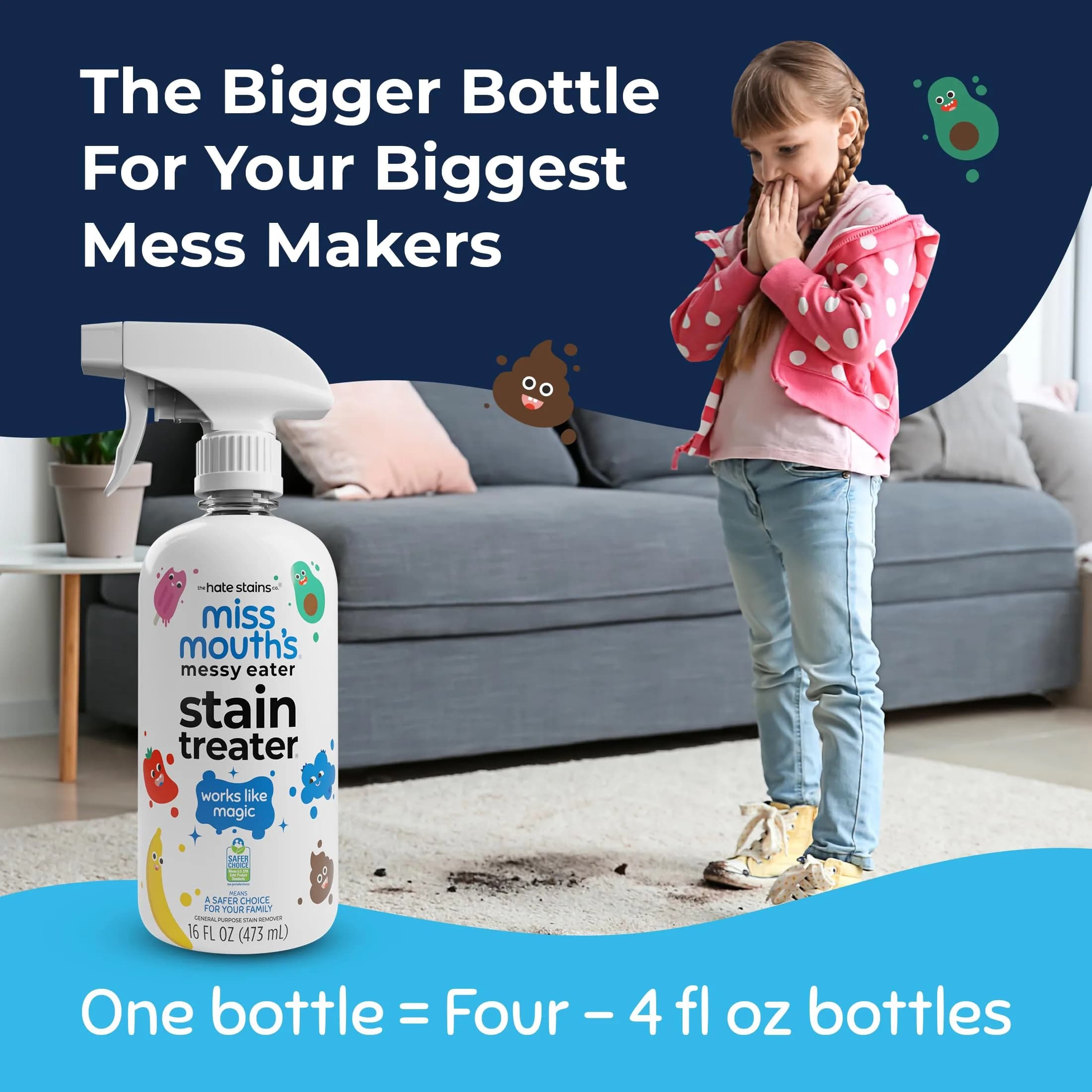 Miss Mouth's Messy Eater Stain Treater Spray 473ml (16 Fl Oz) | EPA Safer Choice Certified Laundry Stain Remover - view 2