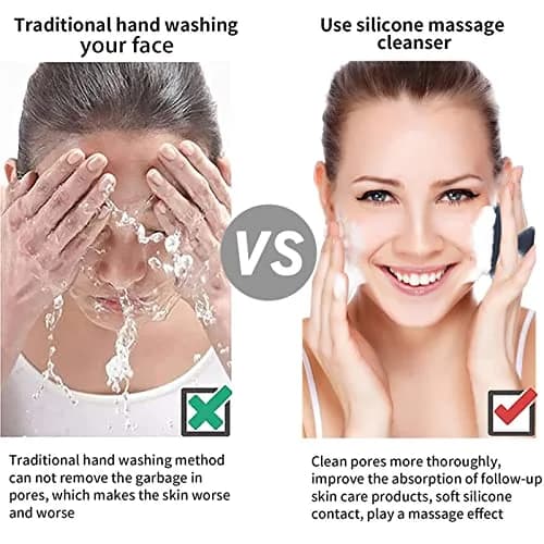 VWMYQ Face Scrubber Facial Cleansing Brush Waterproof Silicone for Men | Gentle Pore Cleanser & Exfoliator thumbnail 5