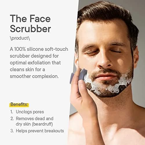 VWMYQ Face Scrubber Facial Cleansing Brush Waterproof Silicone for Men | Gentle Pore Cleanser & Exfoliator thumbnail 6