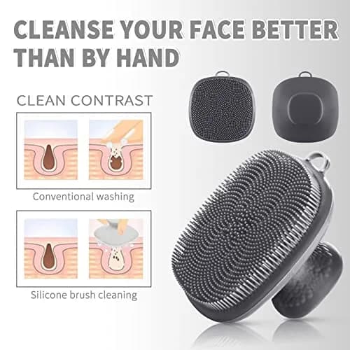 VWMYQ Face Scrubber Facial Cleansing Brush Waterproof Silicone for Men | Gentle Pore Cleanser & Exfoliator thumbnail 2