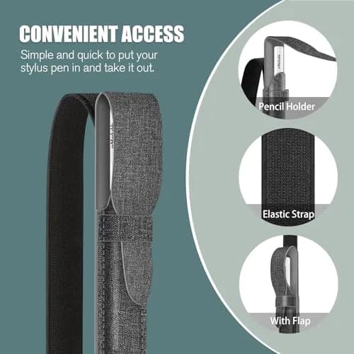 Fintie Grey PU Leather Pencil Holder for reMarkable 2/BOOX/Scribe Pen | Stylus Pouch with Elastic Band Strap thumbnail 2