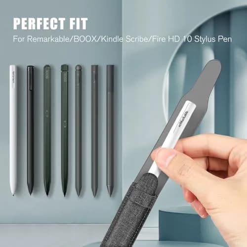 Fintie Grey PU Leather Pencil Holder for reMarkable 2/BOOX/Scribe Pen | Stylus Pouch with Elastic Band Strap thumbnail 3