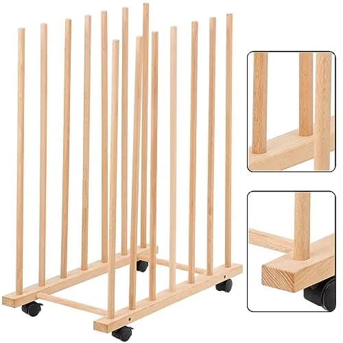 Somime Large Art Drying Rack with Four Caster Wheels | Wooden Canvas Storage Stand for Artists & Hobbyists thumbnail 1