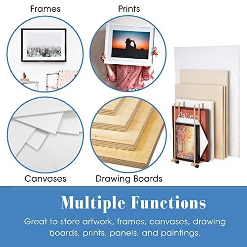 Somime Large Art Drying Rack with Four Caster Wheels | Wooden Canvas Storage Stand for Artists & Hobbyists thumbnail 5