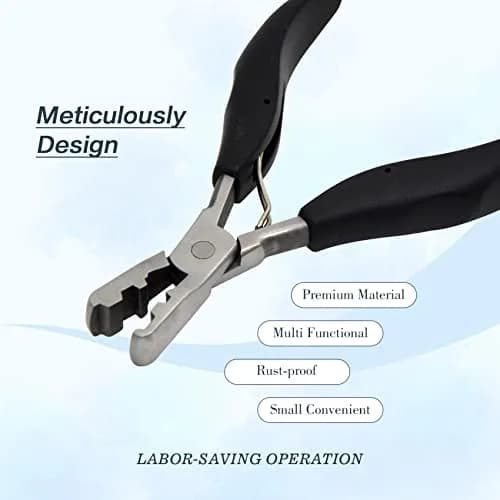 coloryoung Fusion Bond Crusher Tool for Keratin Hair Extensions 14cm | Flat Tip Pre-Bonded Hair Extension Pliers thumbnail 4