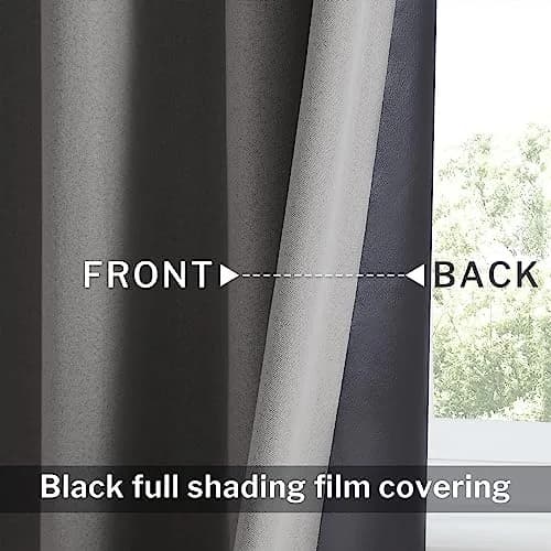 Anpark Grey Blackout Curtains 52 x 96 Inch | Thermal Linen Look Grommet Drapes for Bedroom & Living Room thumbnail 4
