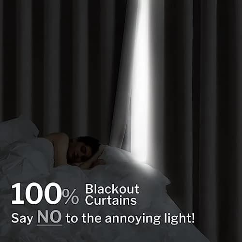Anpark Grey Blackout Curtains 52 x 96 Inch | Thermal Linen Look Grommet Drapes for Bedroom & Living Room thumbnail 2