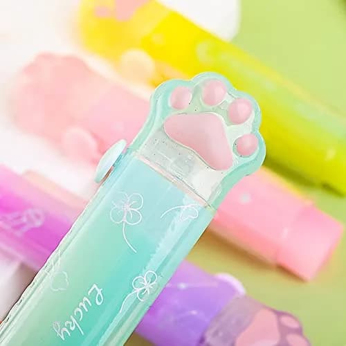 Geluode 4 Pcs Cat Paw Erasers | Retractable Rainbow Office & School Supplies thumbnail 6