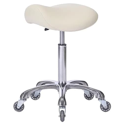 FRNIAMC Saddle Stool with Wheels | Ergonomic Height Adjustable for Clinic & Salon (Beige, 20-29.5 Inches) thumbnail 1
