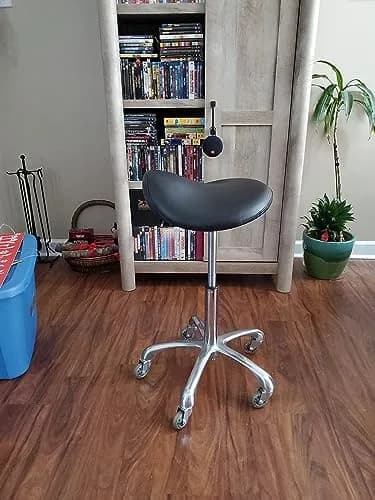 FRNIAMC Saddle Stool with Wheels | Ergonomic Height Adjustable for Clinic & Salon (Beige, 20-29.5 Inches) thumbnail 9