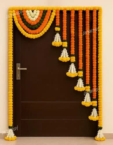 Divyakosh Gold Garland 41 Inches | Authentic USA Import for Indian Homes thumbnail 1