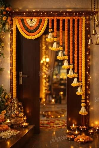 Divyakosh Gold Garland 41 Inches | Authentic USA Import for Indian Homes thumbnail 4