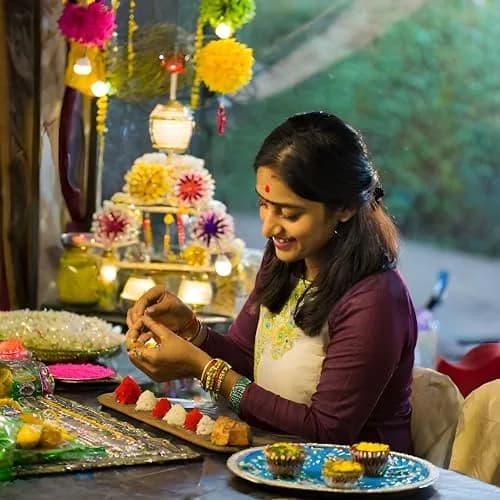 Divyakosh Gold Garland 41 Inches | Authentic USA Import for Indian Homes thumbnail 5