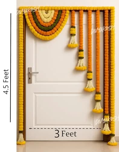 Divyakosh Gold Garland 41 Inches | Authentic USA Import for Indian Homes thumbnail 3
