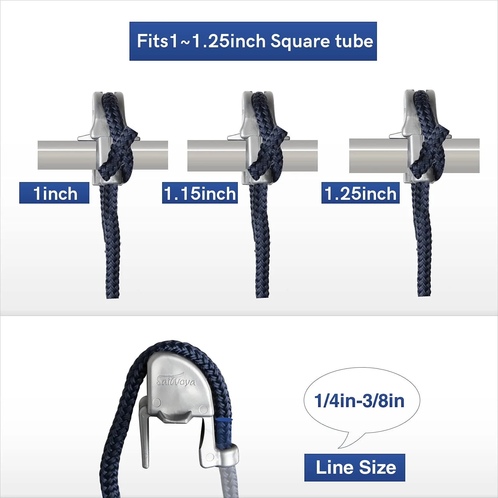 SailVoya Adjustable Pontoon Boat Fender Clips, 8 Pack | Secure 1-1.25" Square Rails - view 3