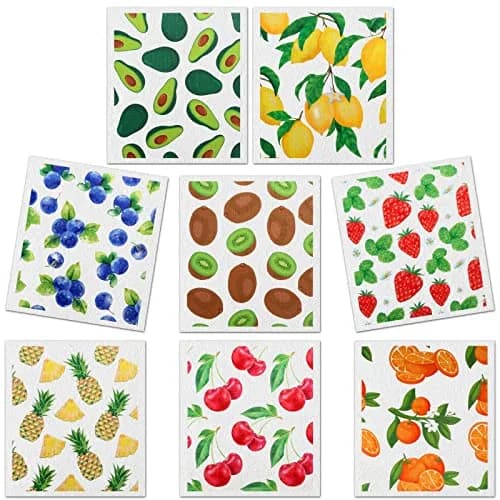 Lucomb Reusable Swedish Dish Cloths 8 Pack (20cm x 18cm) | Biodegradable Kitchen Wipes for Home Cleaning thumbnail 1