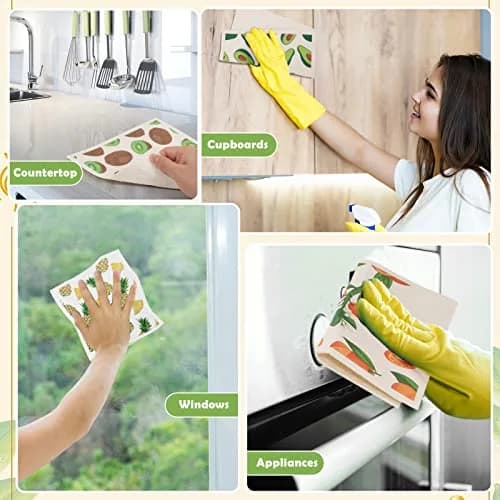Lucomb Reusable Swedish Dish Cloths 8 Pack (20cm x 18cm) | Biodegradable Kitchen Wipes for Home Cleaning thumbnail 7
