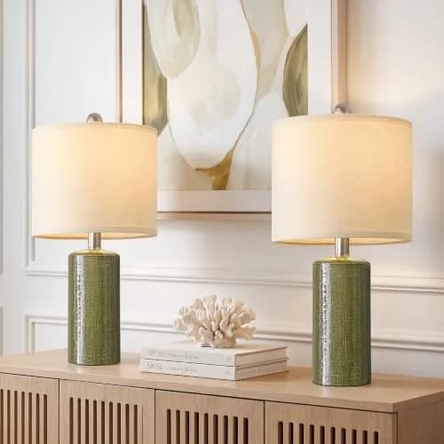 G-SAFAVA Modern Ceramic Table Lamps Set of 2, Green, 51.44 cm (20.25") | Artistic Touch for Living Rooms thumbnail 8
