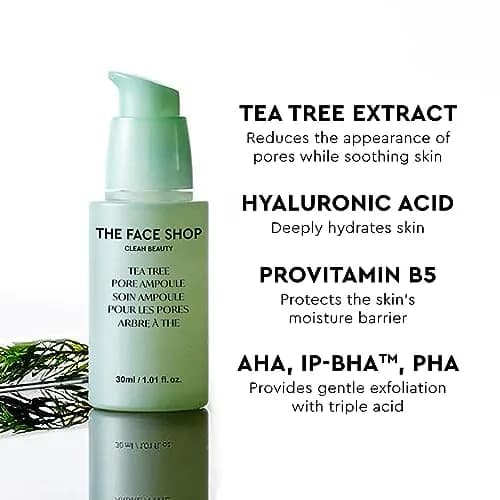The Face Shop Tea Tree Pore Ampoule 1.01 Fl Oz | Soothes & Moisturizes Skin, Minimizes Pores thumbnail 3