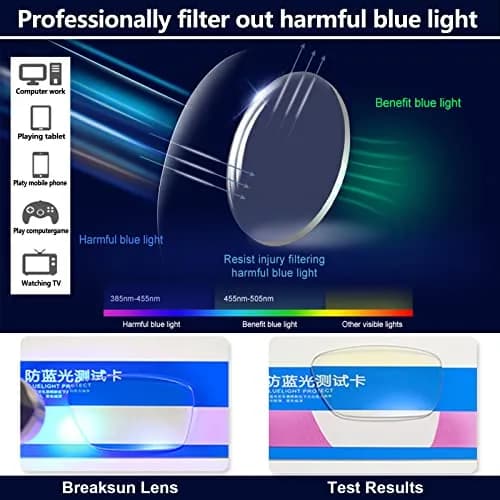 Breaksun Oversized Blue Light Glasses for Women Fashion Thick Square Computer Eyewear Non-Prescription Black Glasses (Purple Red) | Stylish & Protective thumbnail 3