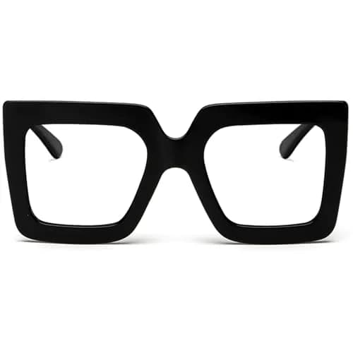 Breaksun Oversized Blue Light Glasses for Women Fashion Thick Square Computer Eyewear Non-Prescription Black thumbnail 1