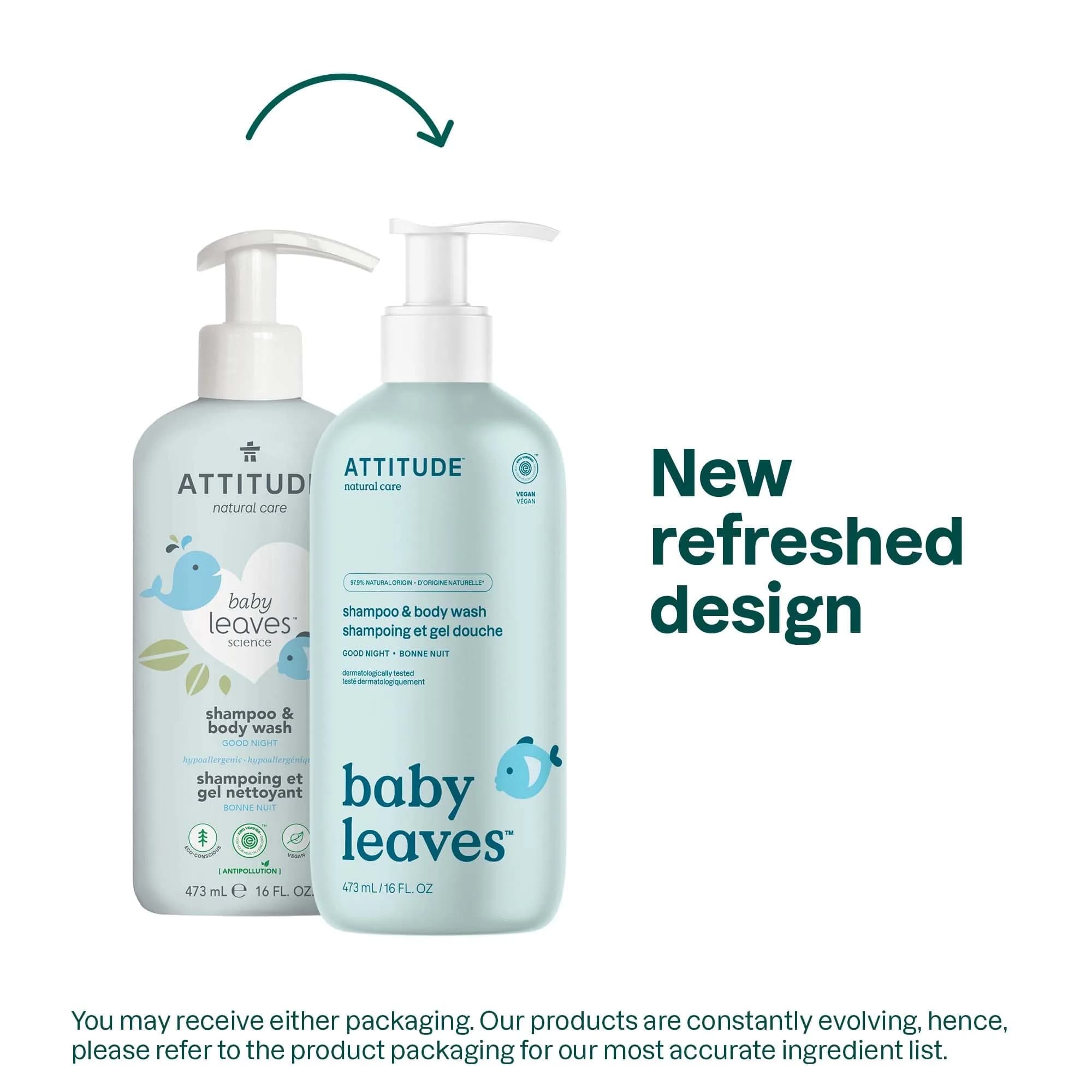 ATTITUDE Baby 2-in-1 Shampoo and Body Wash, Almond Milk & Blueberry Leaf, 946ml (32 Fl Oz) Pack of 2 | EWG Verified Hypoallergenic Formula - view 2