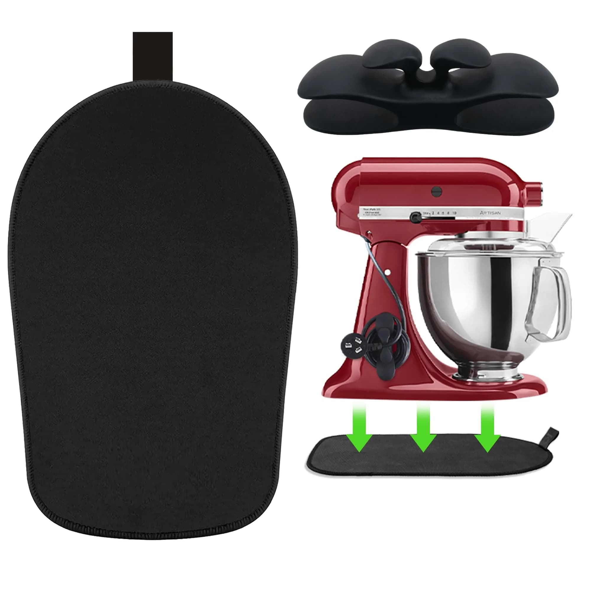 Owowong Sliding Mat for Kitchenaid Mixer 4.5-5 Qt | Appliance Slider Pad for Heavy Mixers — 4.5-5 Qt Mat + Black Cord Organizer