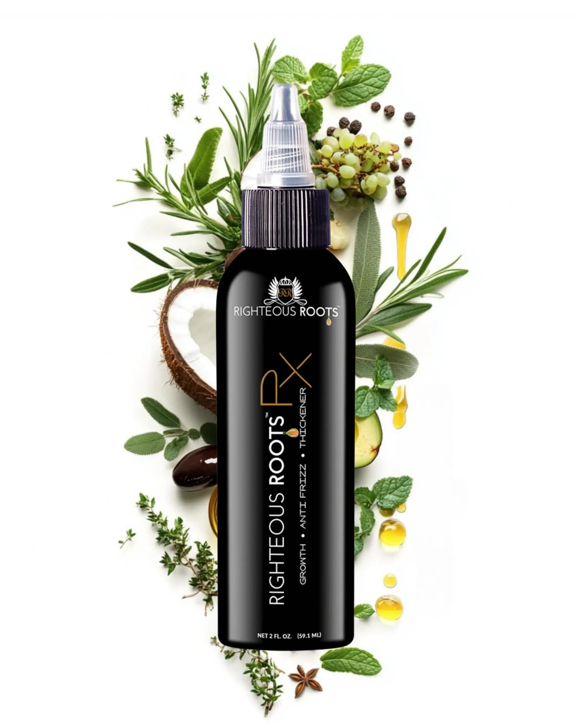 Righteous Roots Hair Oil for Hair Growth, Anti Frizz & Thickening (4 fl oz, Pack of 2) | Supports Hair Growth & Detangles — 2 Fl Oz