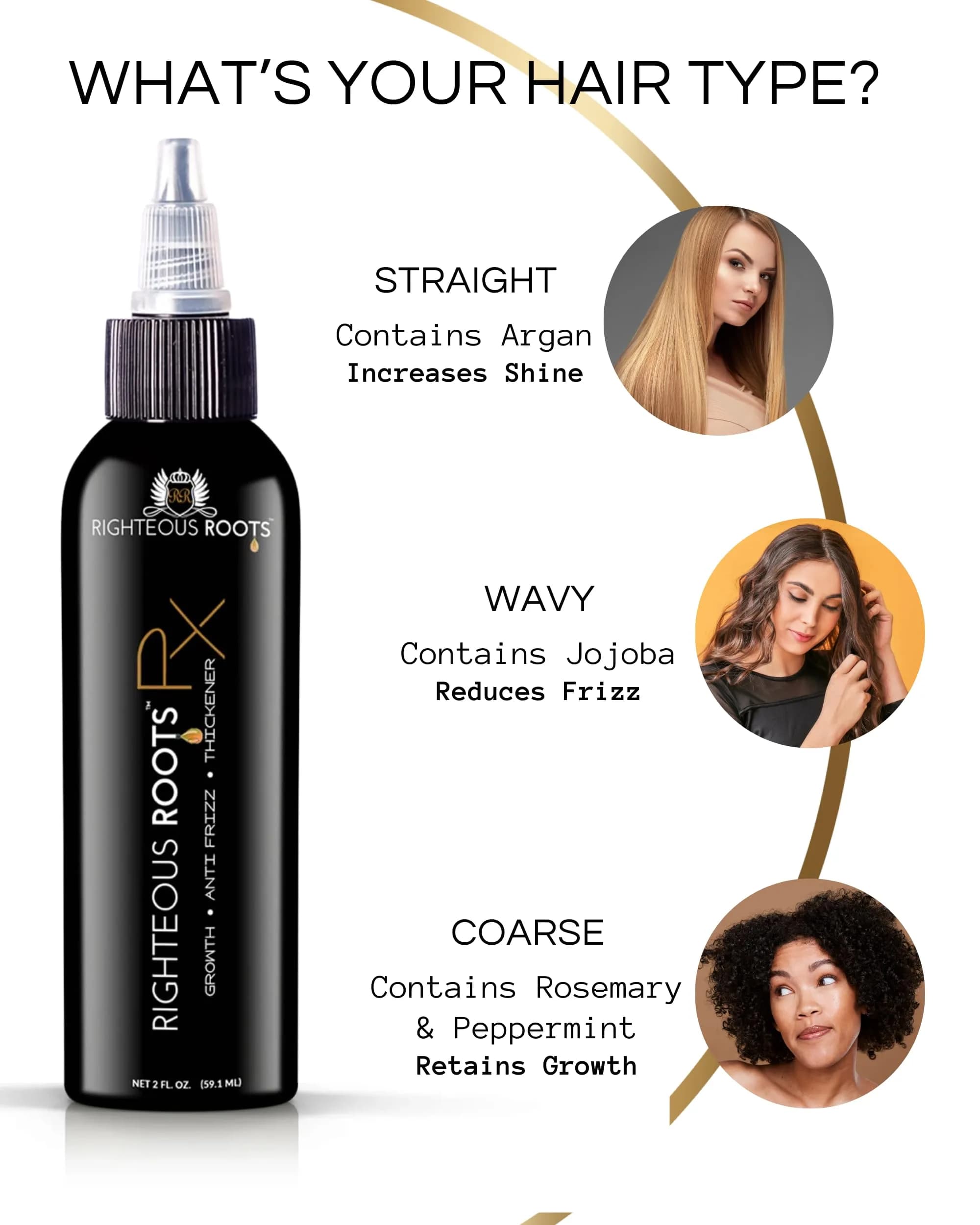 Righteous Roots Rx Hair Oil - Growth Booster, Anti-Frizz & Thickener for Curly, Wavy, Natural Hair (2 fl OZ) thumbnail 6