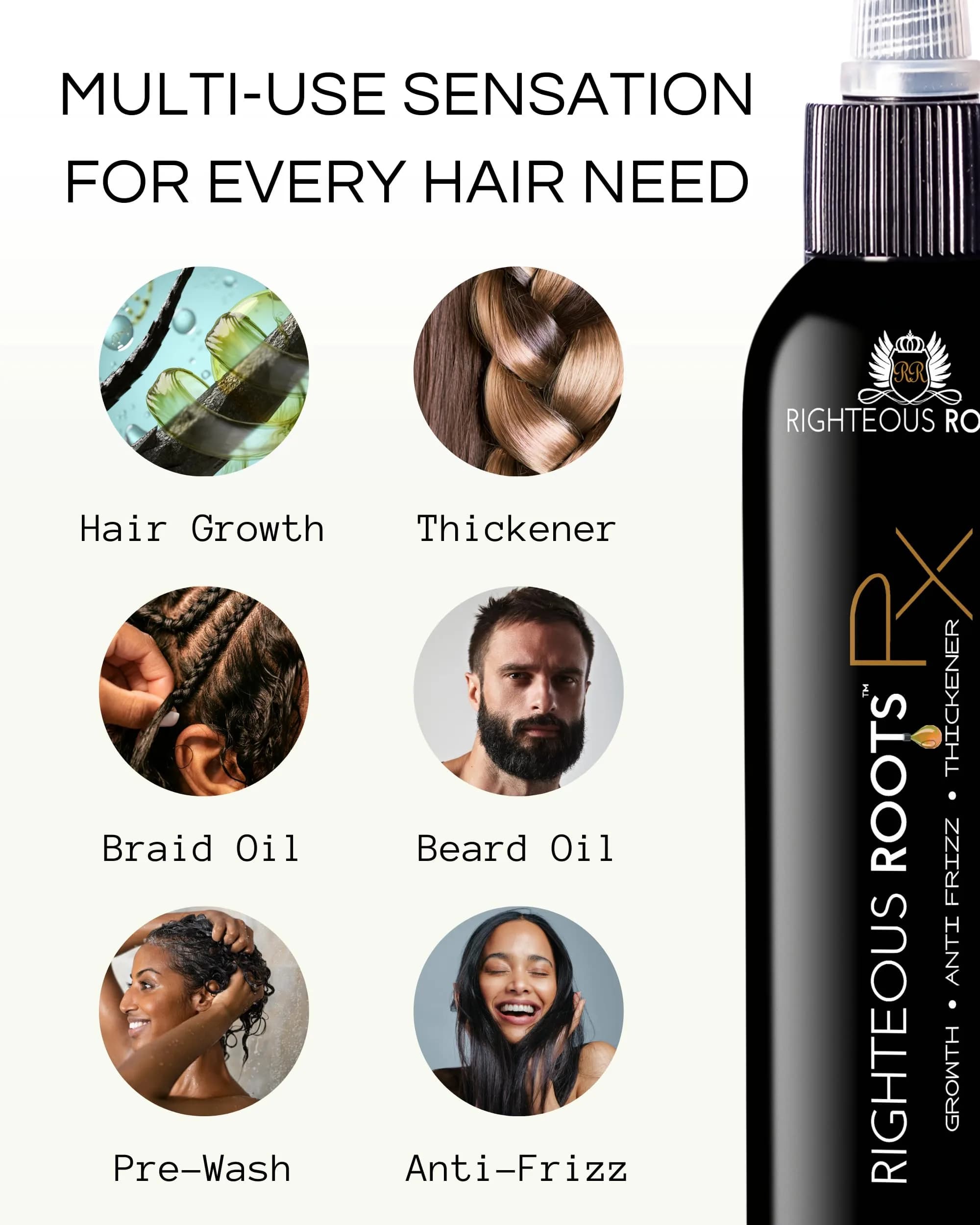 Righteous Roots Rx Hair Oil - Growth Booster, Anti-Frizz & Thickener for Curly, Wavy, Natural Hair (2 fl OZ) thumbnail 2