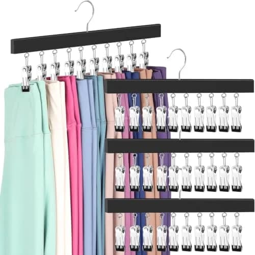 ORROENS Legging Organizer for Closet, Pants Hangers with Clips, 4 Pack (15.8" W x 7.4" H) | Maximize Closet Space thumbnail 1